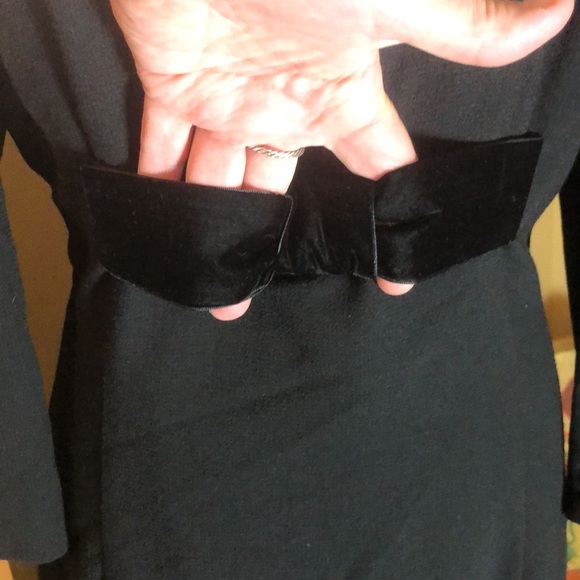 Vintage 90’s TALBOTS Size 16 Wool Blend Velvet Bow Waist Black-Tie Modest EUC - Picture 5 of 14